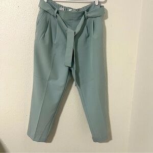 Loft Outlet High Rise Taper Leg Mint Green Petite Pull-On Paperbag Trousers MP
